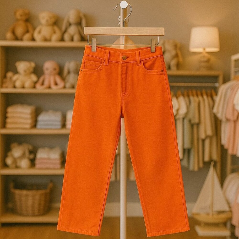 Stella McCartney Bright Orange Straight‎ Leg Jeans Summer Travel Girl's 14